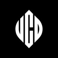 UCD-Kreisbuchstaben-Logo-Design mit Kreis- und Ellipsenform. ucd-ellipsenbuchstaben mit typografischem stil. Die drei Initialen bilden ein Kreislogo. UCD-Kreis-Emblem abstrakter Monogramm-Buchstaben-Markierungsvektor. vektor