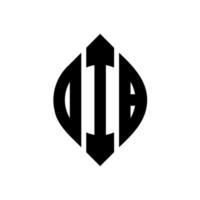 Dib-Kreis-Buchstaben-Logo-Design mit Kreis- und Ellipsenform. Dib Ellipsenbuchstaben mit typografischem Stil. Die drei Initialen bilden ein Kreislogo. Dib-Kreis-Emblem abstrakter Monogramm-Buchstaben-Markierungsvektor. vektor