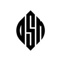 dsm-Kreisbuchstaben-Logo-Design mit Kreis- und Ellipsenform. dsm-Ellipsenbuchstaben mit typografischem Stil. Die drei Initialen bilden ein Kreislogo. dsm-Kreisemblem abstrakter Monogramm-Buchstabenmarkierungsvektor. vektor