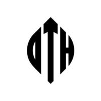 dth-Kreis-Buchstaben-Logo-Design mit Kreis- und Ellipsenform. dth Ellipsenbuchstaben mit typografischem Stil. Die drei Initialen bilden ein Kreislogo. dth-Kreis-Emblem abstrakter Monogramm-Buchstaben-Markierungsvektor. vektor