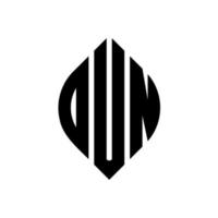 Dun Circle Letter Logo Design mit Kreis- und Ellipsenform. Dun-Ellipsenbuchstaben mit typografischem Stil. Die drei Initialen bilden ein Kreislogo. Dun-Kreis-Emblem abstrakter Monogramm-Buchstaben-Markierungsvektor. vektor