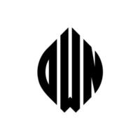 dwn-Kreis-Buchstaben-Logo-Design mit Kreis- und Ellipsenform. dwn Ellipsenbuchstaben mit typografischem Stil. Die drei Initialen bilden ein Kreislogo. dwn Kreisemblem abstrakter Monogramm-Buchstabenmarkierungsvektor. vektor