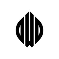 dwo-Kreis-Buchstaben-Logo-Design mit Kreis- und Ellipsenform. zwei Ellipsenbuchstaben mit typografischem Stil. Die drei Initialen bilden ein Kreislogo. dwo-Kreis-Emblem abstrakter Monogramm-Buchstaben-Markierungsvektor. vektor