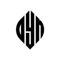 dym-Kreis-Buchstaben-Logo-Design mit Kreis- und Ellipsenform. dym-ellipsenbuchstaben mit typografischem stil. Die drei Initialen bilden ein Kreislogo. dym-Kreis-Emblem abstrakter Monogramm-Buchstaben-Markierungsvektor. vektor