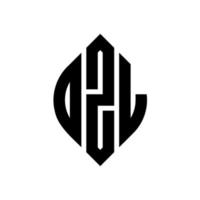 dzl-Kreisbuchstaben-Logo-Design mit Kreis- und Ellipsenform. dzl Ellipsenbuchstaben mit typografischem Stil. Die drei Initialen bilden ein Kreislogo. dzl-Kreis-Emblem abstrakter Monogramm-Buchstaben-Markierungsvektor. vektor