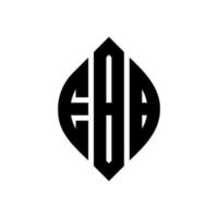 Ebbe-Kreis-Buchstaben-Logo-Design mit Kreis- und Ellipsenform. ebb-ellipsenbuchstaben mit typografischem stil. Die drei Initialen bilden ein Kreislogo. Ebbe-Kreis-Emblem abstrakter Monogramm-Buchstaben-Markierungsvektor. vektor