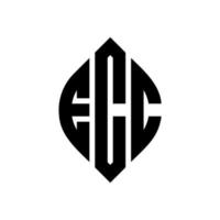 Ecc-Kreisbuchstaben-Logo-Design mit Kreis- und Ellipsenform. ecc ellipsenbuchstaben mit typografischem stil. Die drei Initialen bilden ein Kreislogo. Ecc-Kreis-Emblem abstrakter Monogramm-Buchstaben-Markierungsvektor. vektor