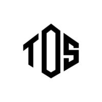 tos-Buchstaben-Logo-Design mit Polygonform. tos Logo-Design in Polygon- und Würfelform. Tos Sechseck-Vektor-Logo-Vorlage in weißen und schwarzen Farben. tos monogramm, geschäfts- und immobilienlogo. vektor