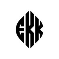 ekk-Kreis-Buchstaben-Logo-Design mit Kreis- und Ellipsenform. ekk-ellipsenbuchstaben mit typografischem stil. Die drei Initialen bilden ein Kreislogo. Ekk-Kreis-Emblem abstrakter Monogramm-Buchstaben-Markenvektor. vektor