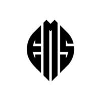 ems cirkelbokstavslogotypdesign med cirkel och ellipsform. ems ellipsbokstäver med typografisk stil. de tre initialerna bildar en cirkellogotyp. ems cirkel emblem abstrakt monogram bokstav märke vektor. vektor