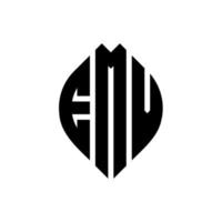 emv cirkelbokstavslogotypdesign med cirkel och ellipsform. emv ellipsbokstäver med typografisk stil. de tre initialerna bildar en cirkellogotyp. emv cirkel emblem abstrakt monogram bokstav märke vektor. vektor