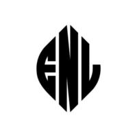 enl-Kreis-Buchstaben-Logo-Design mit Kreis- und Ellipsenform. enl Ellipsenbuchstaben mit typografischem Stil. Die drei Initialen bilden ein Kreislogo. enl Kreisemblem abstrakter Monogramm-Buchstabenmarkierungsvektor. vektor