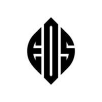 eos-Kreisbuchstaben-Logo-Design mit Kreis- und Ellipsenform. eos Ellipsenbuchstaben mit typografischem Stil. Die drei Initialen bilden ein Kreislogo. Eos-Kreis-Emblem abstrakter Monogramm-Buchstaben-Markenvektor. vektor