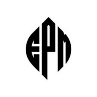 epm-Kreisbuchstaben-Logo-Design mit Kreis- und Ellipsenform. epm-Ellipsenbuchstaben mit typografischem Stil. Die drei Initialen bilden ein Kreislogo. epm-Kreis-Emblem abstrakter Monogramm-Buchstaben-Markenvektor. vektor