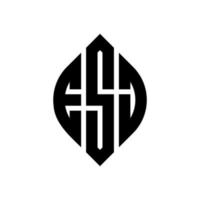 esj-Kreisbuchstaben-Logo-Design mit Kreis- und Ellipsenform. esj Ellipsenbuchstaben mit typografischem Stil. Die drei Initialen bilden ein Kreislogo. esj-Kreis-Emblem abstrakter Monogramm-Buchstaben-Markenvektor. vektor
