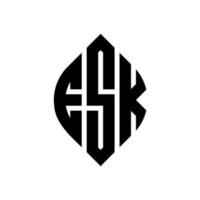 Esk-Kreis-Buchstaben-Logo-Design mit Kreis- und Ellipsenform. Esk Ellipsenbuchstaben mit typografischem Stil. Die drei Initialen bilden ein Kreislogo. Esk-Kreis-Emblem abstrakter Monogramm-Buchstaben-Markenvektor. vektor