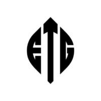 etg cirkelbokstavslogotypdesign med cirkel- och ellipsform. etg ellipsbokstäver med typografisk stil. de tre initialerna bildar en cirkellogotyp. etg cirkel emblem abstrakt monogram brev märke vektor. vektor