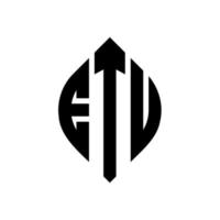 etu-Kreisbuchstaben-Logo-Design mit Kreis- und Ellipsenform. etu-ellipsenbuchstaben mit typografischem stil. Die drei Initialen bilden ein Kreislogo. ETU-Kreis-Emblem abstrakter Monogramm-Buchstaben-Markierungsvektor. vektor