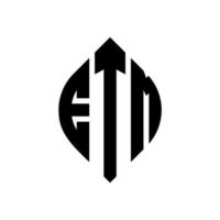 etm-Kreisbuchstaben-Logo-Design mit Kreis- und Ellipsenform. etm ellipsenbuchstaben mit typografischem stil. Die drei Initialen bilden ein Kreislogo. etm-Kreis-Emblem abstrakter Monogramm-Buchstaben-Markierungsvektor. vektor