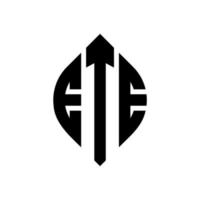 ete-Kreis-Buchstaben-Logo-Design mit Kreis- und Ellipsenform. ete Ellipsenbuchstaben mit typografischem Stil. Die drei Initialen bilden ein Kreislogo. ete-Kreis-Emblem abstrakter Monogramm-Buchstaben-Markierungsvektor. vektor