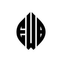 ewb-Kreisbuchstaben-Logo-Design mit Kreis- und Ellipsenform. ewb Ellipsenbuchstaben mit typografischem Stil. Die drei Initialen bilden ein Kreislogo. ewb-Kreis-Emblem abstrakter Monogramm-Buchstaben-Markenvektor. vektor
