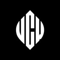 ucw-Kreisbuchstaben-Logo-Design mit Kreis- und Ellipsenform. ucw ellipsenbuchstaben mit typografischem stil. Die drei Initialen bilden ein Kreislogo. ucw-Kreis-Emblem abstrakter Monogramm-Buchstaben-Markierungsvektor. vektor