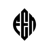 fem-Kreis-Buchstaben-Logo-Design mit Kreis- und Ellipsenform. weibliche ellipsenbuchstaben mit typografischem stil. Die drei Initialen bilden ein Kreislogo. FEM-Kreis-Emblem abstrakter Monogramm-Buchstaben-Markenvektor. vektor