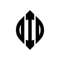 dio cirkel bokstavslogotyp design med cirkel och ellipsform. dio ellips bokstäver med typografisk stil. de tre initialerna bildar en cirkellogotyp. dio cirkel emblem abstrakt monogram bokstaven märke vektor. vektor