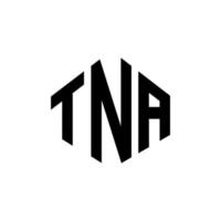 tna brev logotyp design med polygon form. tna polygon och kubform logotypdesign. tna hexagon vektor logotyp mall vita och svarta färger. tna monogram, affärs- och fastighetslogotyp.