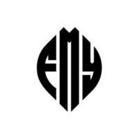 fmy cirkelbokstavslogotypdesign med cirkel och ellipsform. fmy ellipsbokstäver med typografisk stil. de tre initialerna bildar en cirkellogotyp. fmy cirkel emblem abstrakt monogram brev märke vektor. vektor