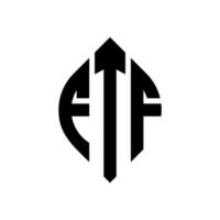ftf-Kreisbuchstaben-Logo-Design mit Kreis- und Ellipsenform. ftf Ellipsenbuchstaben mit typografischem Stil. Die drei Initialen bilden ein Kreislogo. ftf-Kreis-Emblem abstrakter Monogramm-Buchstaben-Markierungsvektor. vektor