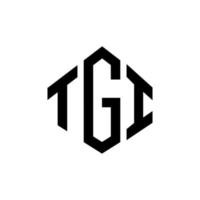 tgi-bokstavslogotypdesign med polygonform. tgi polygon och kubform logotypdesign. tgi hexagon vektor logotyp mall vita och svarta färger. tgi monogram, affärs- och fastighetslogotyp.