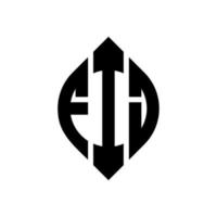 fij-Kreis-Buchstaben-Logo-Design mit Kreis- und Ellipsenform. fij ellipsenbuchstaben mit typografischem stil. Die drei Initialen bilden ein Kreislogo. fij Kreisemblem abstrakter Monogramm-Buchstabenmarkierungsvektor. vektor