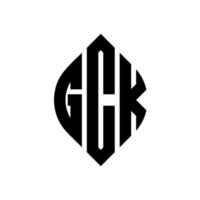 gck-Kreis-Buchstaben-Logo-Design mit Kreis- und Ellipsenform. gck ellipsenbuchstaben mit typografischem stil. Die drei Initialen bilden ein Kreislogo. gck-Kreis-Emblem abstrakter Monogramm-Buchstaben-Markierungsvektor. vektor