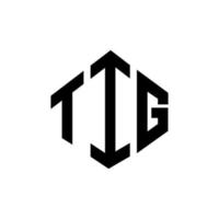 Tig-Brief-Logo-Design mit Polygonform. Tig-Polygon- und Würfelform-Logo-Design. Tig-Sechseck-Vektor-Logo-Vorlage in weißen und schwarzen Farben. tig-monogramm, geschäfts- und immobilienlogo. vektor