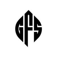 gfs-Kreisbuchstaben-Logo-Design mit Kreis- und Ellipsenform. gfs Ellipsenbuchstaben mit typografischem Stil. Die drei Initialen bilden ein Kreislogo. gfs Kreisemblem abstrakter Monogramm-Buchstabenmarkierungsvektor. vektor