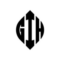 gih-Kreis-Buchstaben-Logo-Design mit Kreis- und Ellipsenform. gih Ellipsenbuchstaben mit typografischem Stil. Die drei Initialen bilden ein Kreislogo. gih-Kreis-Emblem abstrakter Monogramm-Buchstaben-Markierungsvektor. vektor