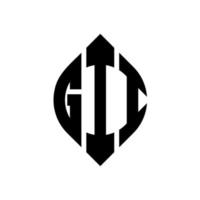 gii cirkel bokstavslogotyp design med cirkel och ellipsform. gii ellipsbokstäver med typografisk stil. de tre initialerna bildar en cirkellogotyp. gii cirkel emblem abstrakt monogram brev märke vektor. vektor