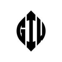 giw cirkel bokstavslogotyp design med cirkel och ellipsform. giw ellips bokstäver med typografisk stil. de tre initialerna bildar en cirkellogotyp. giw cirkel emblem abstrakt monogram bokstaven märke vektor. vektor