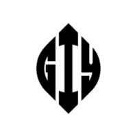 giy cirkel bokstavslogotyp design med cirkel och ellipsform. giy ellips bokstäver med typografisk stil. de tre initialerna bildar en cirkellogotyp. giy cirkel emblem abstrakt monogram brev märke vektor. vektor