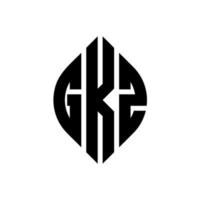 gkz-Kreisbuchstaben-Logo-Design mit Kreis- und Ellipsenform. gkz Ellipsenbuchstaben mit typografischem Stil. Die drei Initialen bilden ein Kreislogo. gkz-Kreis-Emblem abstrakter Monogramm-Buchstaben-Markierungsvektor. vektor