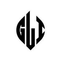 gli-Kreis-Buchstaben-Logo-Design mit Kreis- und Ellipsenform. gli ellipsenbuchstaben mit typografischem stil. Die drei Initialen bilden ein Kreislogo. Gli-Kreis-Emblem abstrakter Monogramm-Buchstaben-Markenvektor. vektor