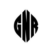 gnr cirkelbokstavslogotypdesign med cirkel och ellipsform. gnr ellips bokstäver med typografisk stil. de tre initialerna bildar en cirkellogotyp. gnr cirkel emblem abstrakt monogram bokstav märke vektor. vektor