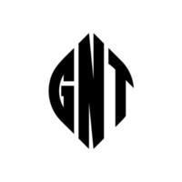 gnt-Kreisbuchstaben-Logo-Design mit Kreis- und Ellipsenform. gnt-ellipsenbuchstaben mit typografischem stil. Die drei Initialen bilden ein Kreislogo. GNT-Kreis-Emblem abstrakter Monogramm-Buchstaben-Markierungsvektor. vektor