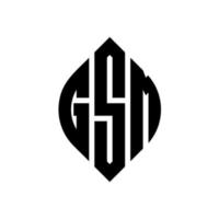 gsm cirkelbokstavslogotypdesign med cirkel och ellipsform. gsm ellipsbokstäver med typografisk stil. de tre initialerna bildar en cirkellogotyp. gsm cirkel emblem abstrakt monogram bokstav märke vektor. vektor