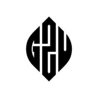 gzv-Kreisbuchstaben-Logo-Design mit Kreis- und Ellipsenform. gzv Ellipsenbuchstaben mit typografischem Stil. Die drei Initialen bilden ein Kreislogo. gzv-Kreis-Emblem abstrakter Monogramm-Buchstaben-Markierungsvektor. vektor