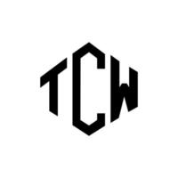 tcw bokstavslogotypdesign med polygonform. tcw polygon och kubform logotypdesign. tcw hexagon vektor logotyp mall vita och svarta färger. tcw monogram, affärs- och fastighetslogotyp.