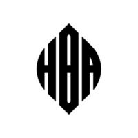 HBA-Kreisbuchstaben-Logo-Design mit Kreis- und Ellipsenform. hba-ellipsenbuchstaben mit typografischem stil. Die drei Initialen bilden ein Kreislogo. HBA-Kreisemblem abstrakter Monogramm-Buchstabenmarkierungsvektor. vektor