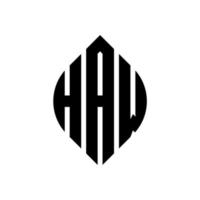Haw-Kreis-Buchstaben-Logo-Design mit Kreis- und Ellipsenform. haw ellipsenbuchstaben mit typografischem stil. Die drei Initialen bilden ein Kreislogo. haw kreis emblem abstraktes monogramm buchstaben mark vektor. vektor