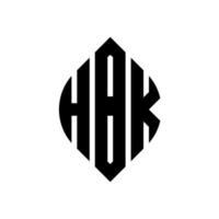 hbk-Kreisbuchstaben-Logo-Design mit Kreis- und Ellipsenform. hbk Ellipsenbuchstaben mit typografischem Stil. Die drei Initialen bilden ein Kreislogo. hbk-Kreis-Emblem abstrakter Monogramm-Buchstaben-Markierungsvektor. vektor